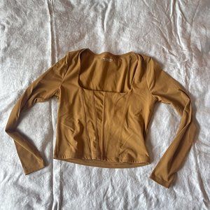 Soft A&F collection long sleeve corset style top with boning